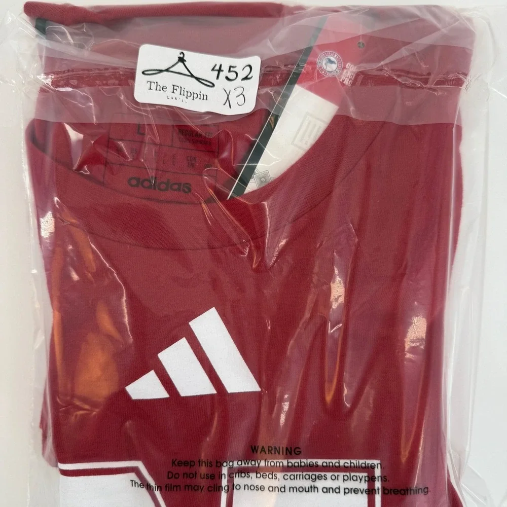 Adidas Nebraska Cornhuskers Red N Logo T Shirt Mens Size L NWT